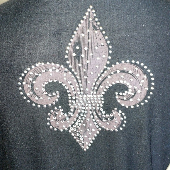 Embellished Rhinestone French Quarter Mardi Gras New Orleans Fleur De Lis Top SM - Picture 6 of 13